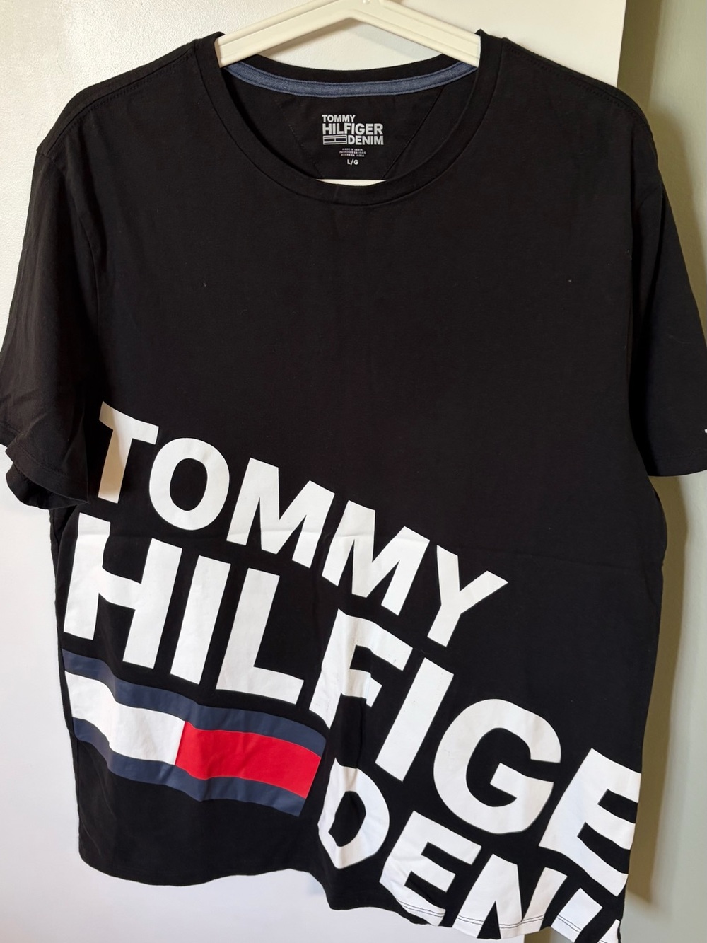Tommy Hilfiger Black Graphic Logo Tee with White Print